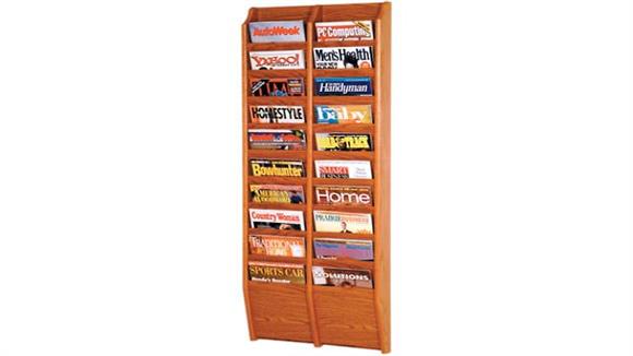 20 Pocket Oak Magazine Wall Rack