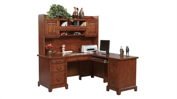 66in W L-Shaped Desk with Hutch