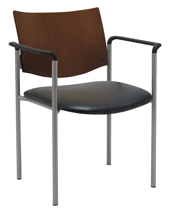 Side / Guest Chair, with Arms and Wood Back by KFI Seating