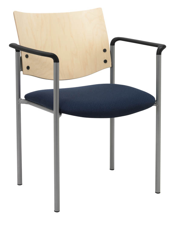 Side / Guest Chair, with Arms and Wood Back by KFI Seating