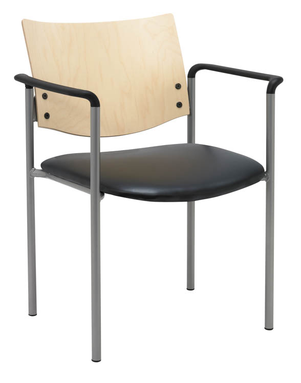 Side / Guest Chair, with Arms and Wood Back by KFI Seating