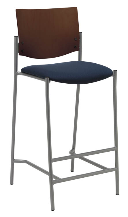 Barstool with Silver Frame and Wood Back by KFI Seating