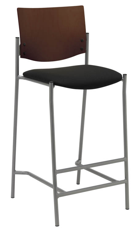 Barstool with Silver Frame and Wood Back by KFI Seating