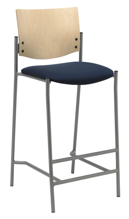 Barstool with Silver Frame and Wood Back by KFI Seating