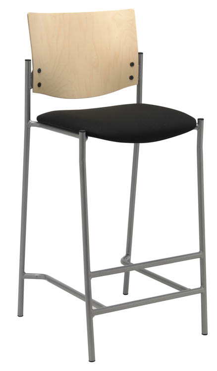 Barstool with Silver Frame and Wood Back by KFI Seating
