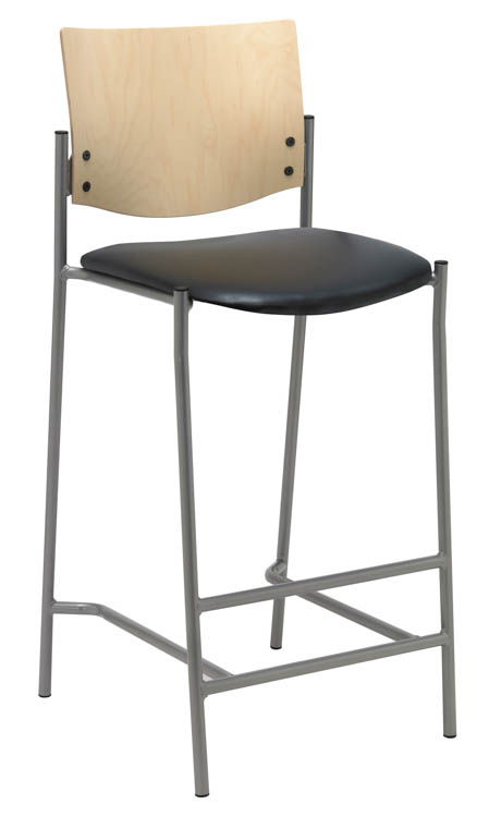 Barstool with Silver Frame and Wood Back by KFI Seating