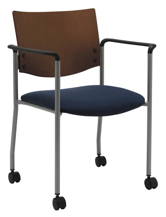 Guest Chair Casters Side with Fabric Seat and 275 lb Capacity by KFI Studios
