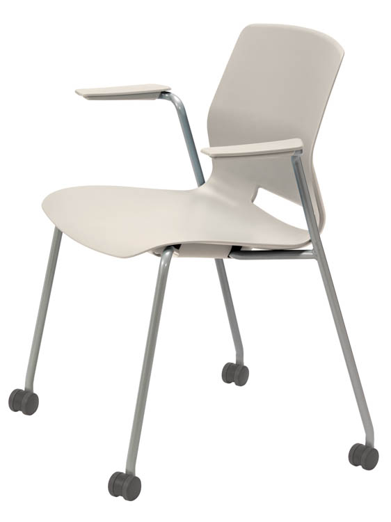 Stacking Arm Chair with Casters by KFI Seating