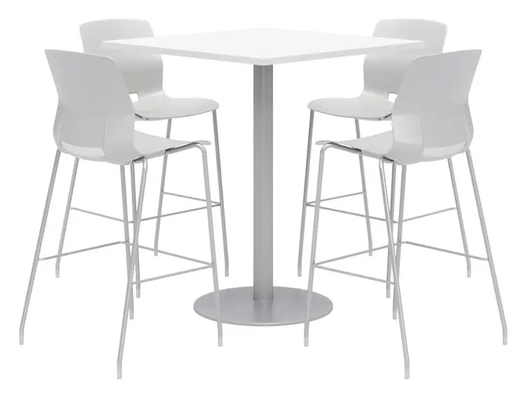 36in Square Bistro Table with 4 Stools by KFI Studios in White