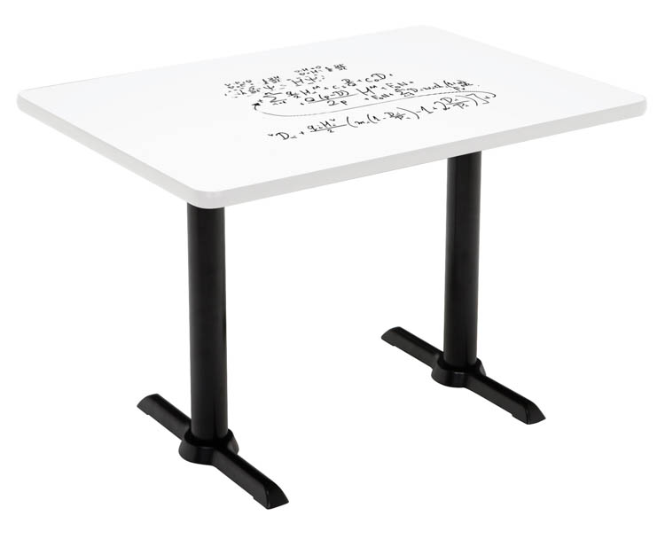48in W x 30in D Pedestal Table with Whiteboard Top &amp; 41in H T-Leg Base by KFI Seating