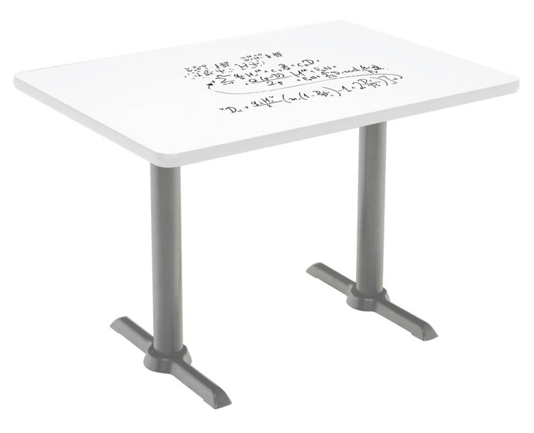 48in W x 30in D Pedestal Table with Whiteboard Top &amp; 41in H T-Leg Base by KFI Seating