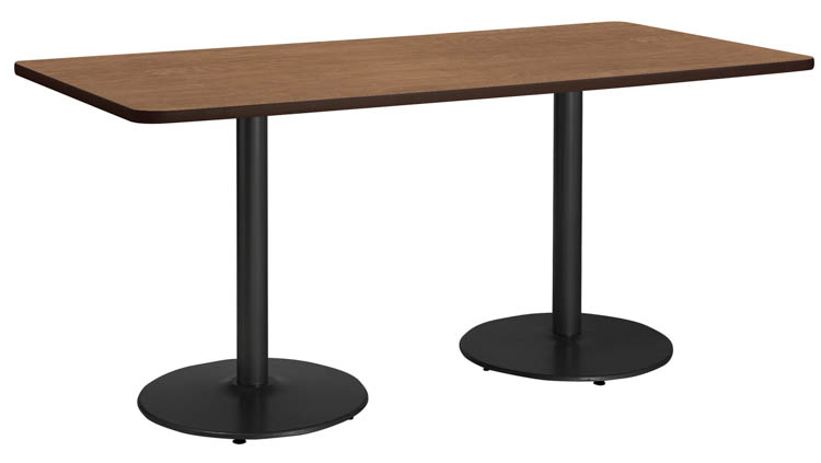 6ft W x 30in D x 36in H Breakroom Table, Round Base by KFI Seating