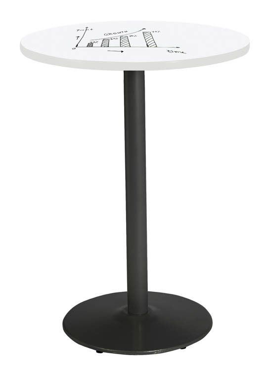 30in Round Pedestal Table with Whiteboard Top &amp; 41in H Round Base by KFI Seating