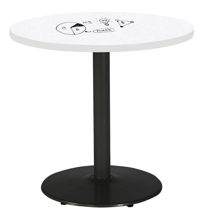 30in Round Pedestal Table with Whiteboard Top &amp; 29in H Round Base by KFI Seating