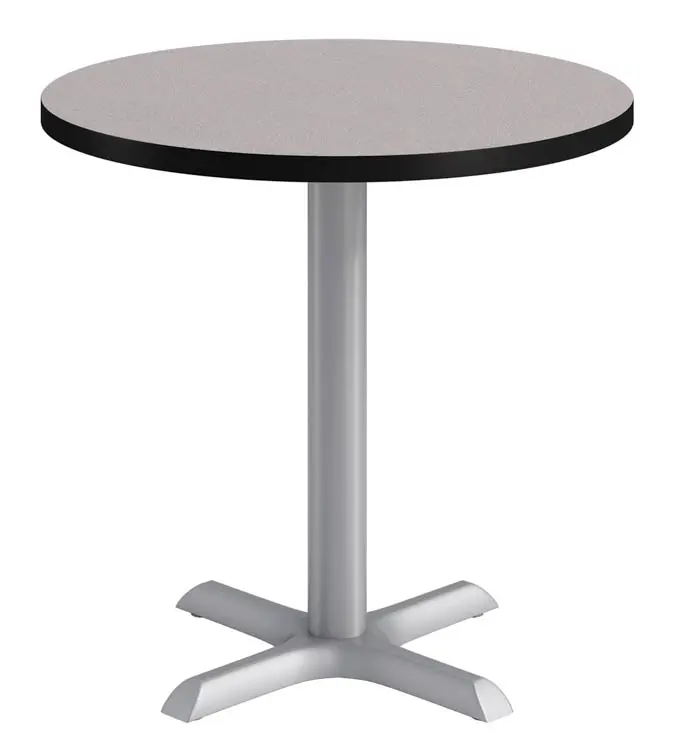 30in Round Pedestal Table by KFI Studios in Grey Nebula with Silver base