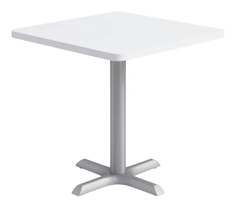 30in Square Pedestal Table by KFI Studios in Designer White with Silver base