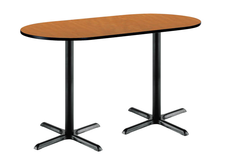 6ft W x 36in D x 42in H Racetrack Pedestal Table by KFI Seating