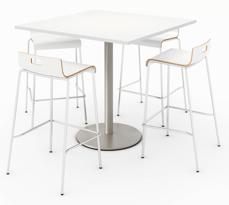 42ft Square Pedestal Table - Bistro Height, and 4 Bistro Height Chairs by KFI Seating