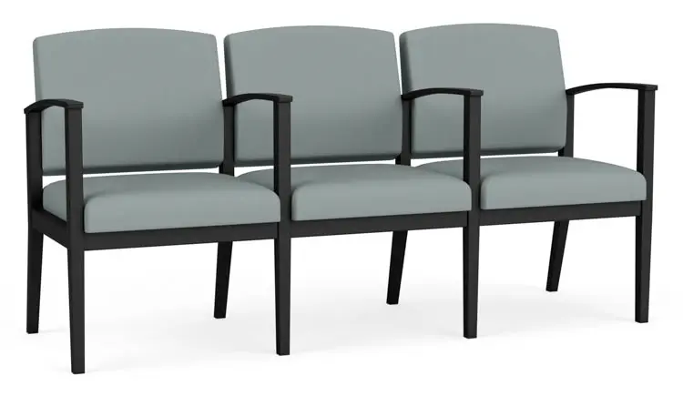 3 Seat Sofa Polyurethane 65in W x 23in D with Center Arms and Steel Frame by Lesro