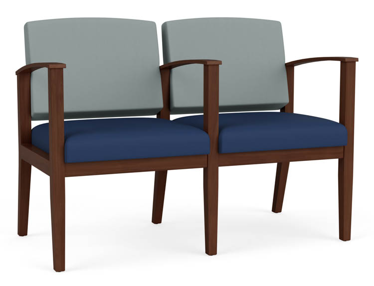 2 Seats with Center Arm, Upholstered Seat, Upholstered Back by Lesro