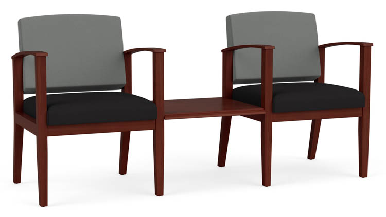 2 Chairs with Connecting Center Table, Upholstered Seat, Upholstered Back by Lesro