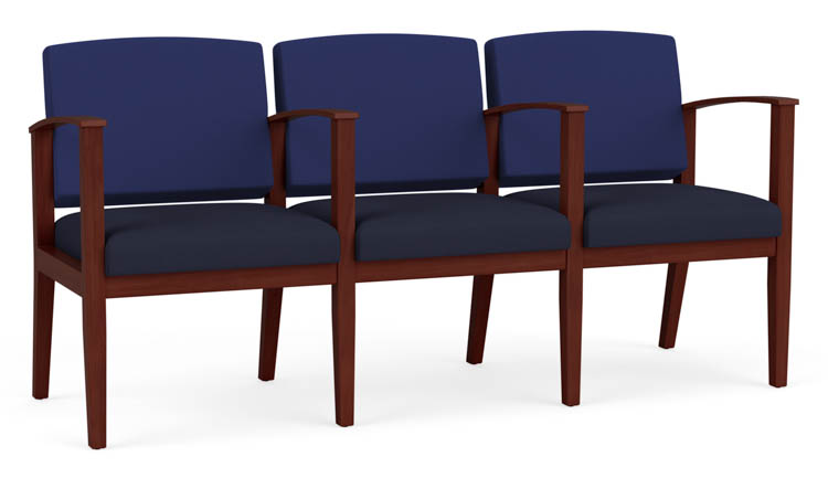 3 Seats with Center Arms, Upholstered Seat, Upholstered Back by Lesro