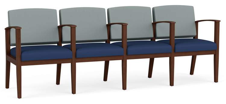 4 Seats with Center Arms, Upholstered Seat, Upholstered Back by Lesro