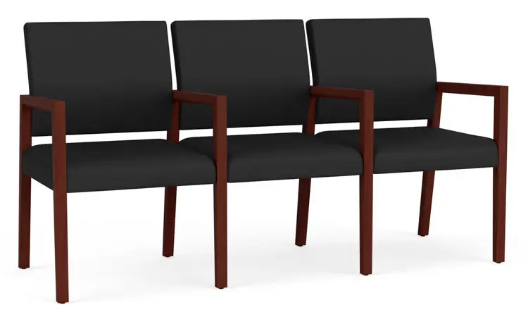 3 Seat Sofa 65in W x 24in D with Center Arms and Polyurethane Upholstery by Lesro