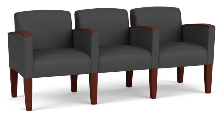 3 Seat Guest Seating 72in W x 26in D with Center Arms by Lesro