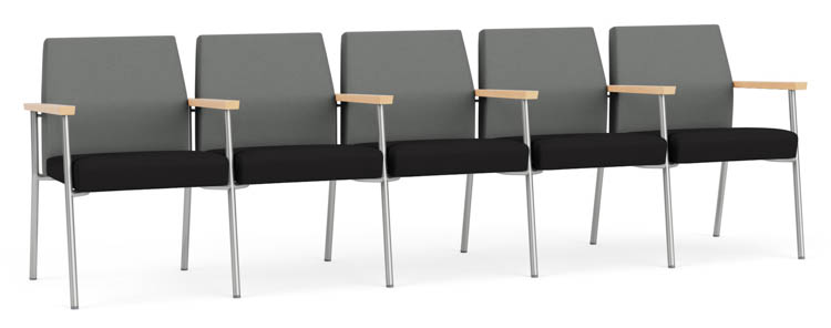 5 Seats with Center Arms, Upholstered Seat, Upholstered Back by Lesro