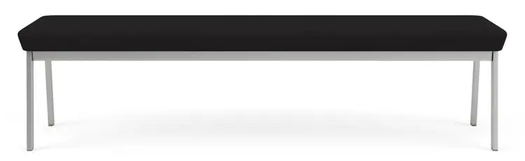 Lesro Newport Fabric 3-Seat Waiting Reception Bench, Open House Black/Silver (NP3001.SSV-01OHBK) | Quill