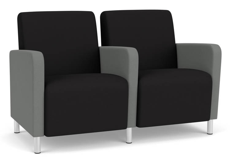 2 Seats with Center Arm, Upholstered Seat, Back and Arms by Lesro