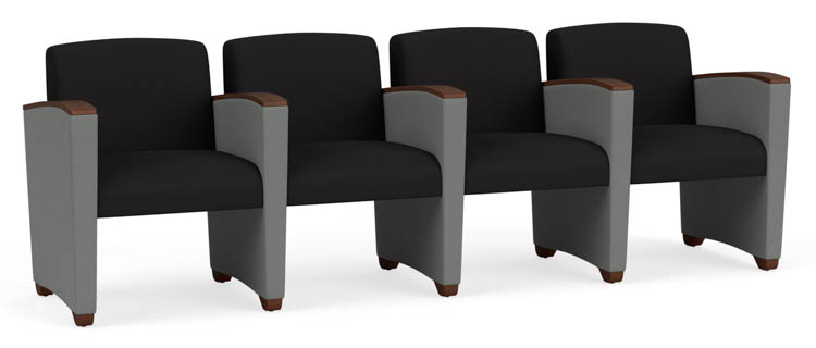 4 Seats with Center Arms, Upholstered Seat, Back and Arms by Lesro