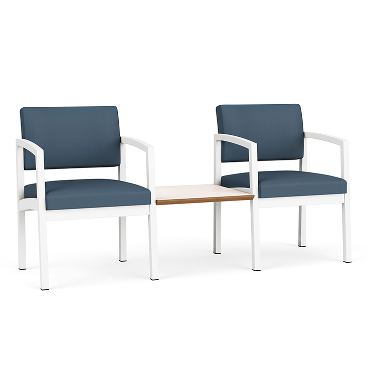 2 Chairs with Connecting Center Table - Steel Frame and Standard Fabric by Lesro