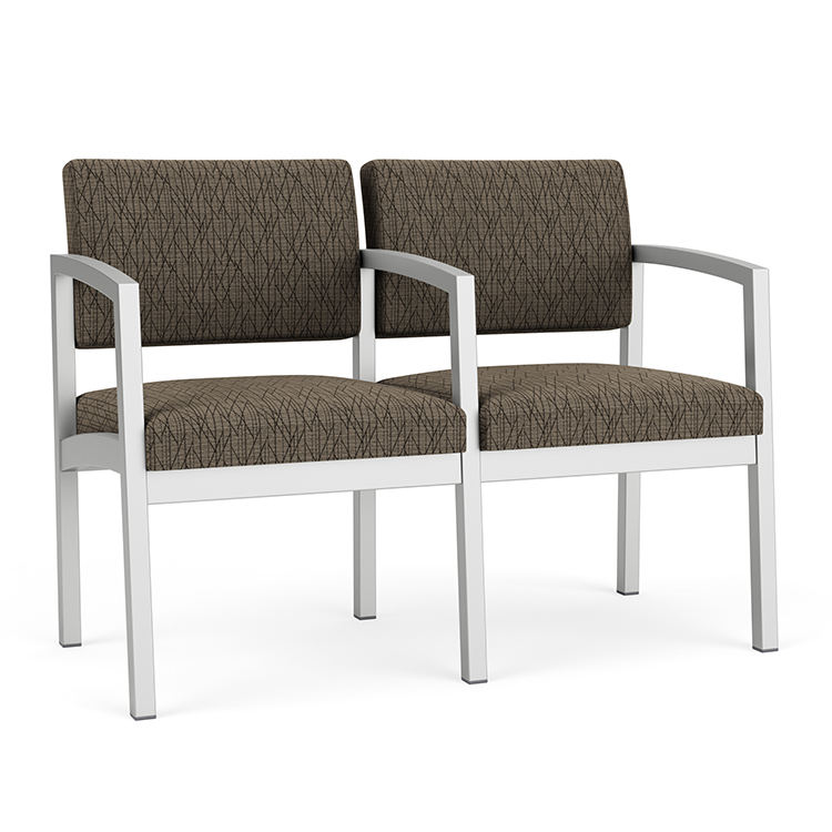 Lenox Steel 2 Seats with Center Arm - Pattern Fabric by Lesro