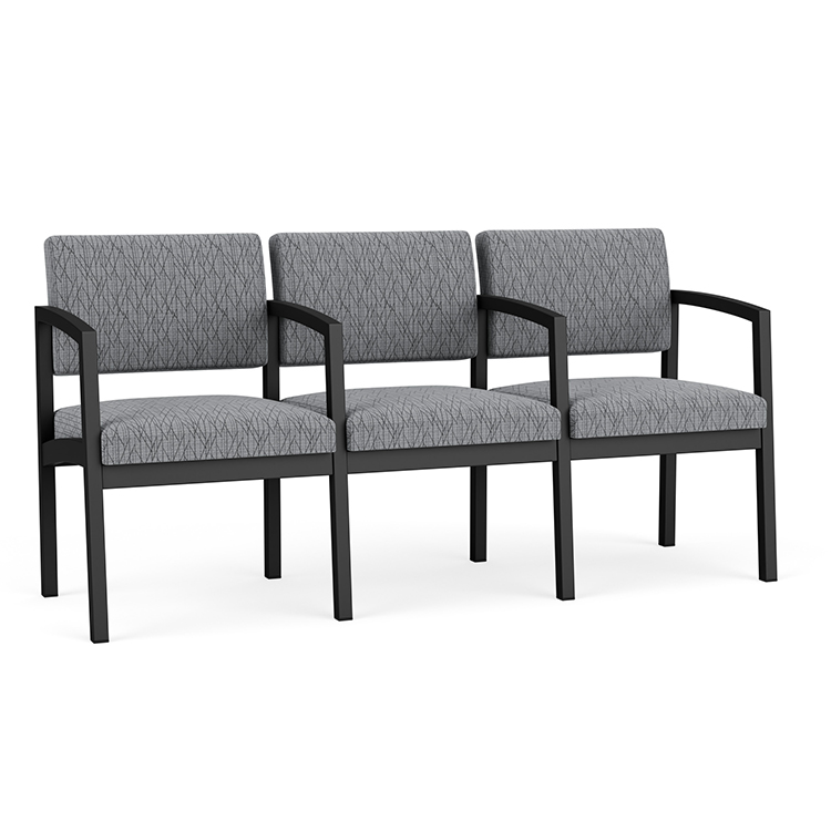 Lenox Steel 3 Seats with Center Arms - Pattern Fabric by Lesro