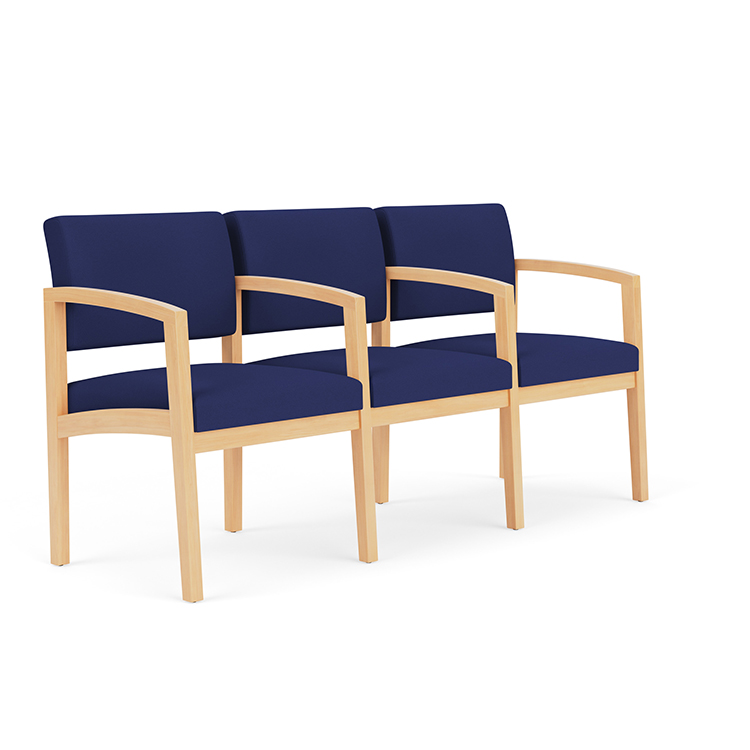 Lenox Wood 3 Seats with Center Arms - Standard Upholstery by Lesro
