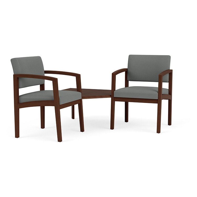 Lenox Wood 2 Chairs with Connecting Corner Wood Table - Standard Upholstery by Lesro