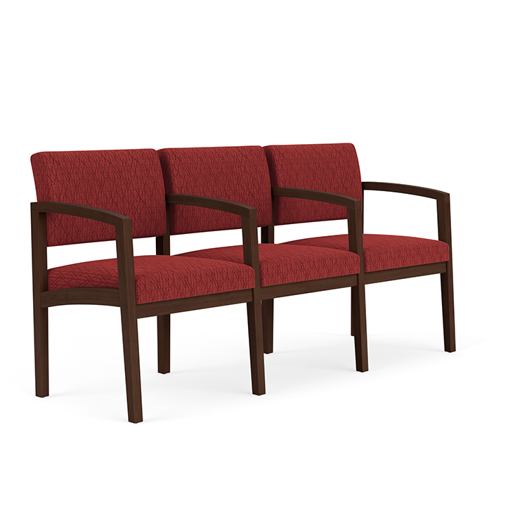 Lenox Wood 3 Seats with Center Arms - Pattern Upholstery by Lesro