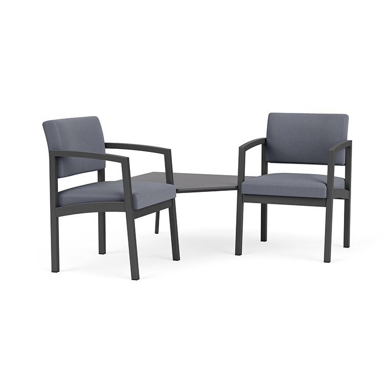 Two Chairs with Connecting Corner Table - Standard Upholstery - Lenox Steel by Lesro