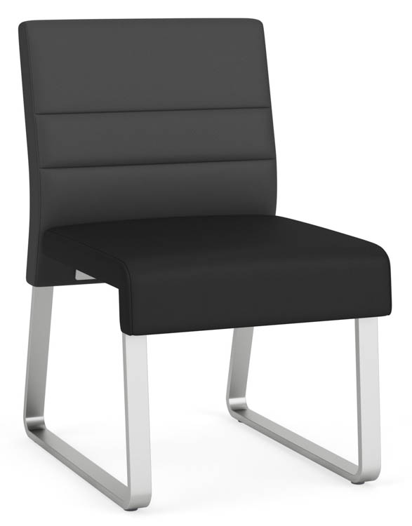 Armless Guest Chair, Upholstered Seat, Upholstered Back, Sled Base by Lesro