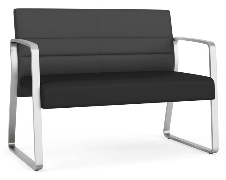 Loveseat, Upholstered Seat, Upholstered Back, Sled Base by Lesro