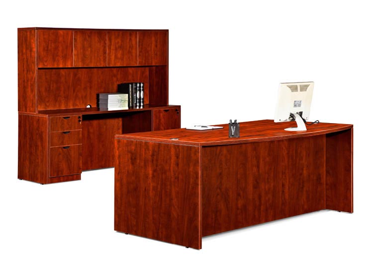 72" Bow Front Desk with Credenza and Hutch by Marquis