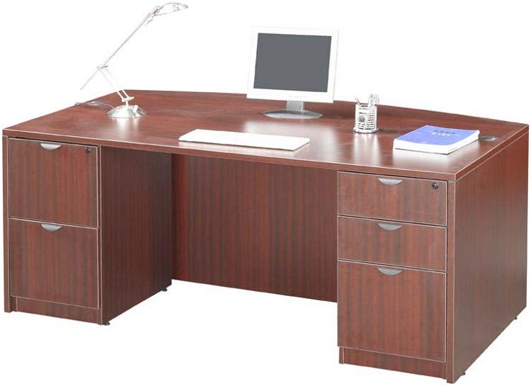 Double Pedestal Bow Front Desk by Marquis