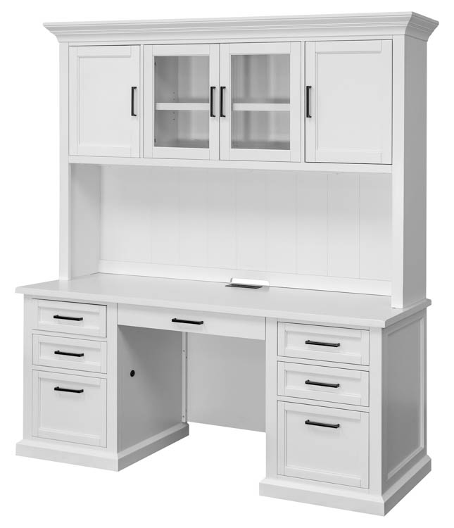 Modern Wood Hutch With Doors and Desk - Fully Assembled by Martin Furniture