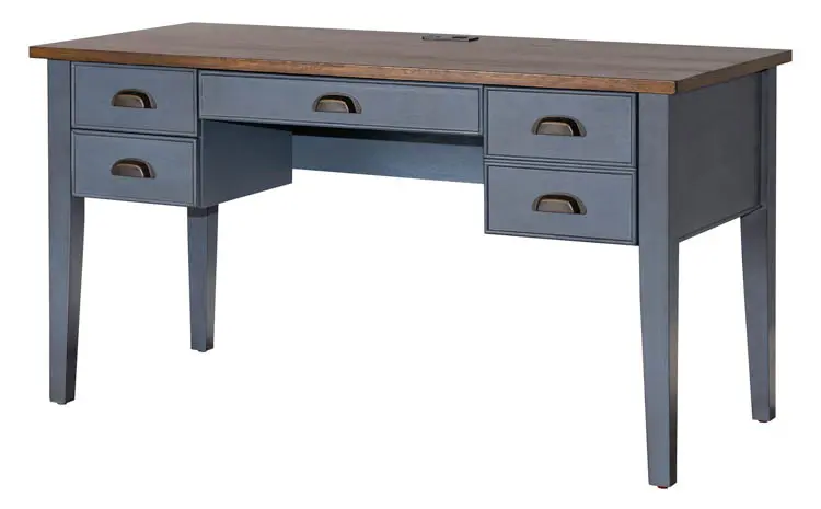 Fairmont Farmhouse Blue Half Pedestal Executive Home Office Set