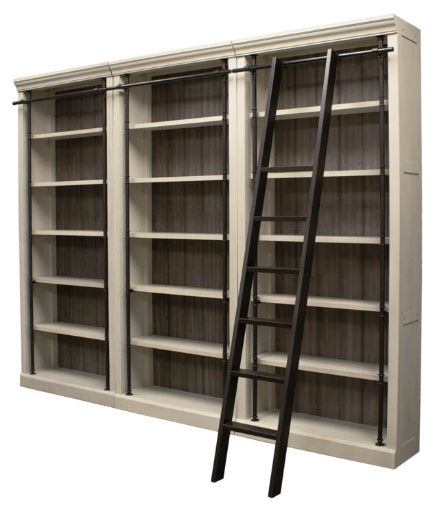 94in Tall Bookcases (3) with Ladder - Fully Assembled by Martin Furniture