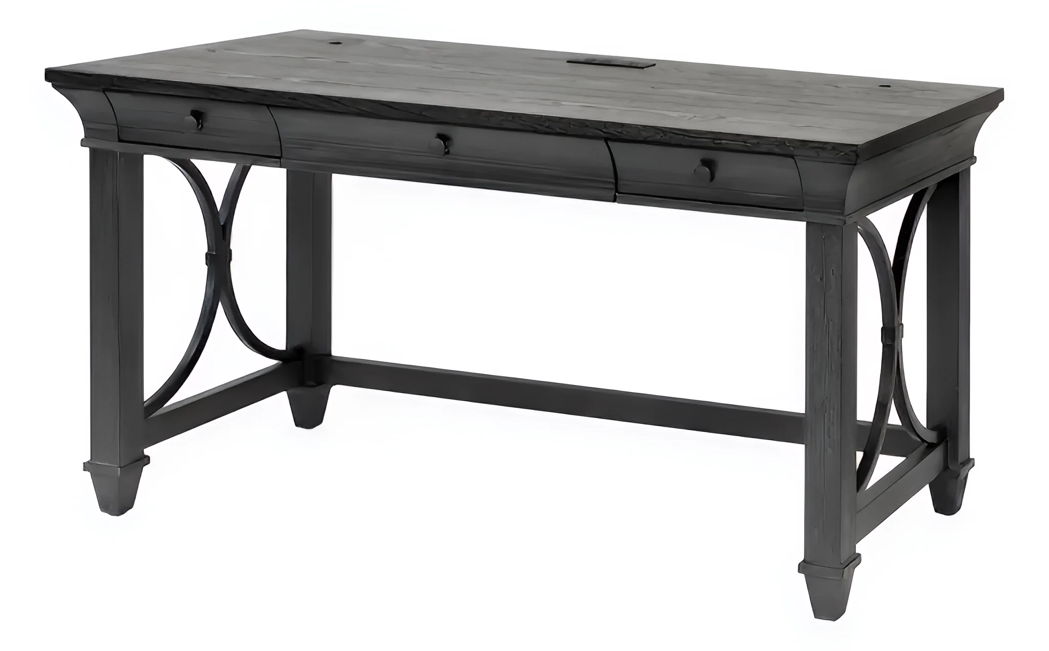 Traditional Wood Writing Desk with Drawers by Martin Furniture Willow Lane in Ebony Black