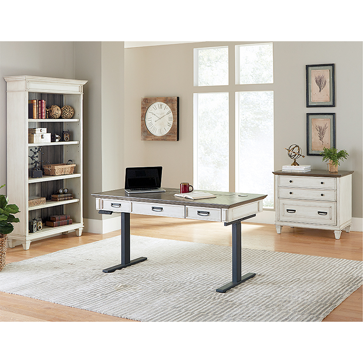 Electric Sit to Stand Desk with Lateral File &amp; Bookcase by Martin Furniture