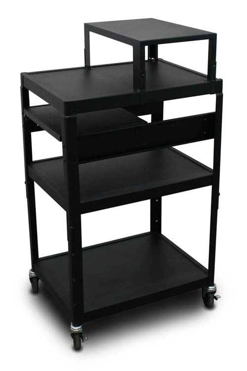 MV2642 Cart with 1 Pull-Out Side-Shelf and Expansion Shelf by Marvel